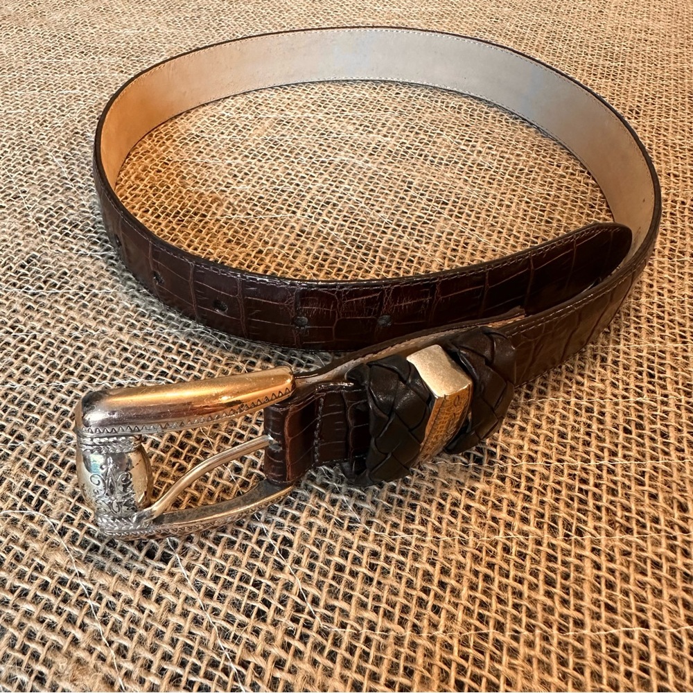 Brighton Small Belt Silver Buckle Alligator stamped texture Excellent Condition